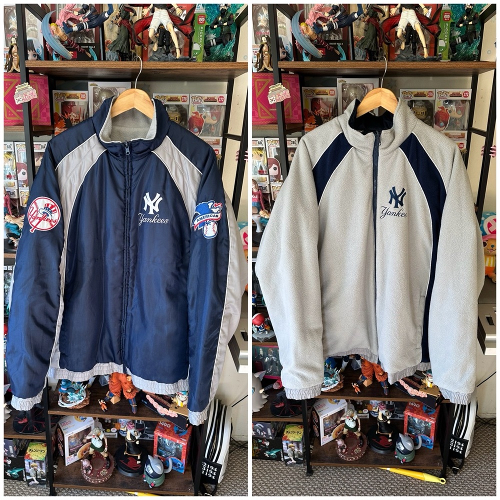 Vintage Yankees Reversible Jacket Men’s XL Genuine Merch Navy/Grey